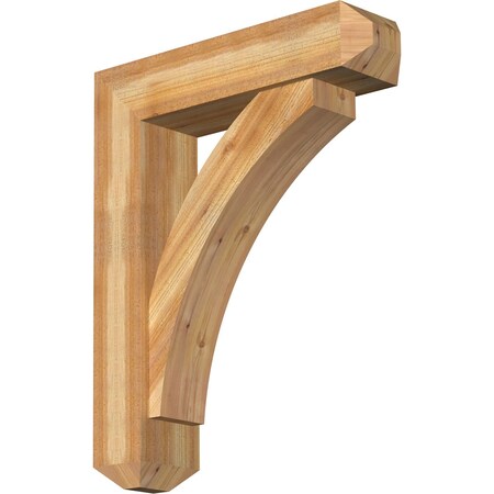 Ekena Millwork Thorton Craftsman Rough Sawn Bracket w/ Offset Brace, Western Red Cedar, 8"W x 32"D x 40"H BKT0806X32X40THR04RWR